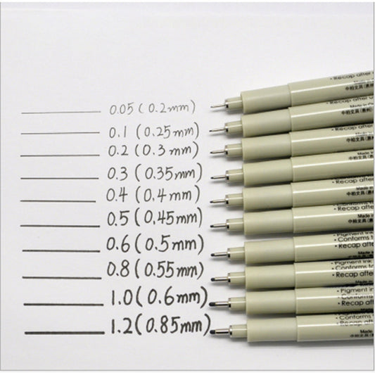 10pcs Professional Multi-Size Waterproof Fineliner Drawing Pens