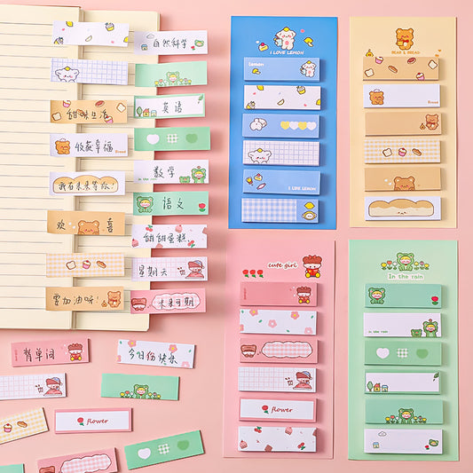 120 Sheets Cartoon Pet Dog Bear Frog Index Sticker Sticky Notes