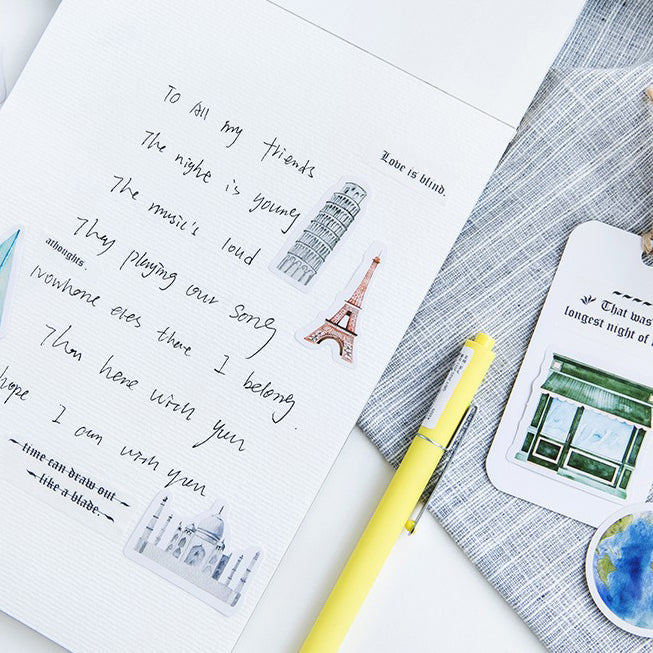 46pcs Travel The World DIY Decorative Journal Envelope Seals Scrapbook Stickers
