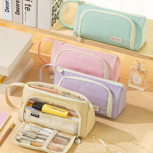Multi-Functional Large Capacity Canvas Pencil Case Pencil Bag Organizer