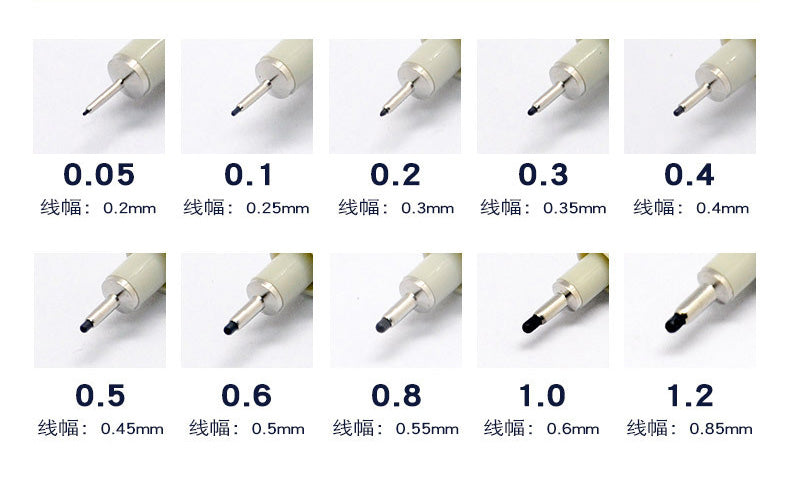 10pcs Professional Multi-Size Waterproof Fineliner Drawing Pens