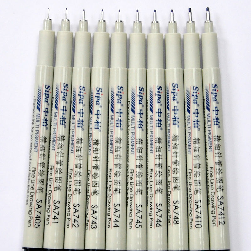 10pcs Professional Multi-Size Waterproof Fineliner Drawing Pens
