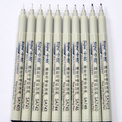 10pcs Professional Multi-Size Waterproof Fineliner Drawing Pens