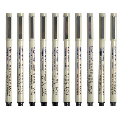 10pcs Professional Multi-Size Waterproof Fineliner Drawing Pens
