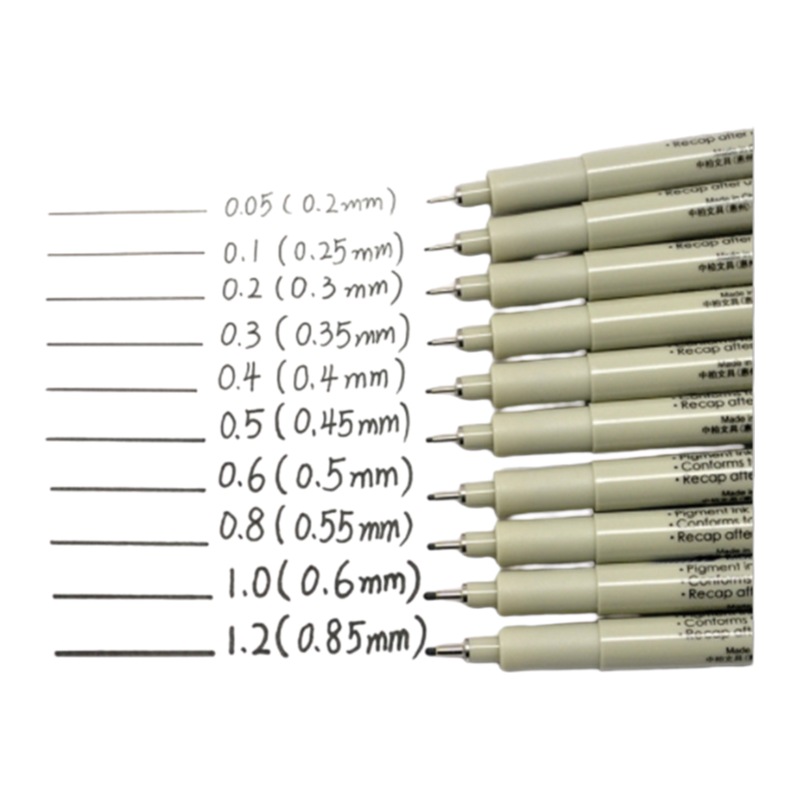 10pcs Professional Multi-Size Waterproof Fineliner Drawing Pens
