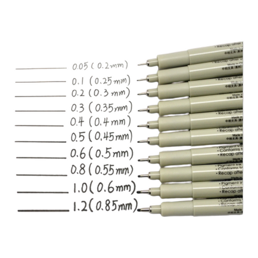 10pcs Professional Multi-Size Waterproof Fineliner Drawing Pens