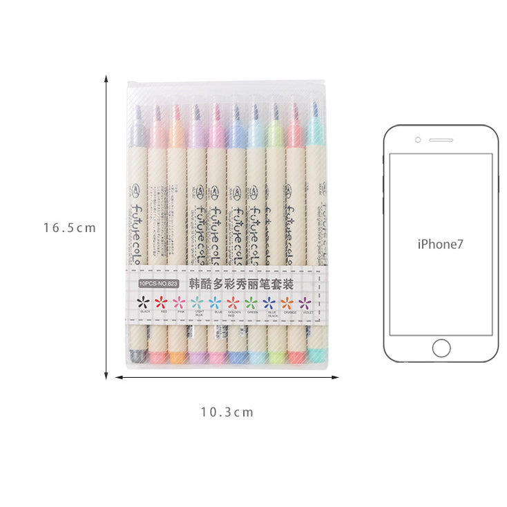 10pcs Watercolor Soft Fiber Brush Pens