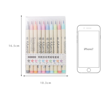 10pcs Watercolor Soft Fiber Brush Pens
