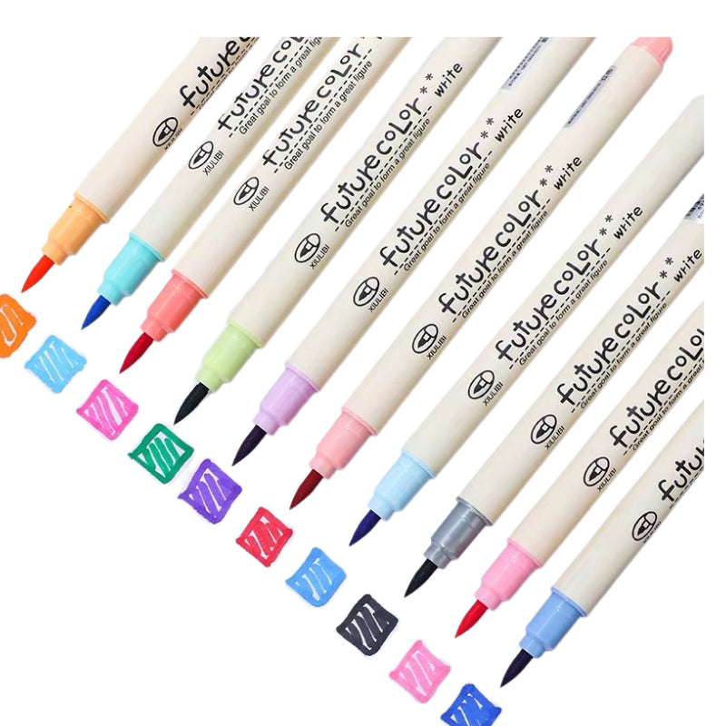 10pcs Watercolor Soft Fiber Brush Pens