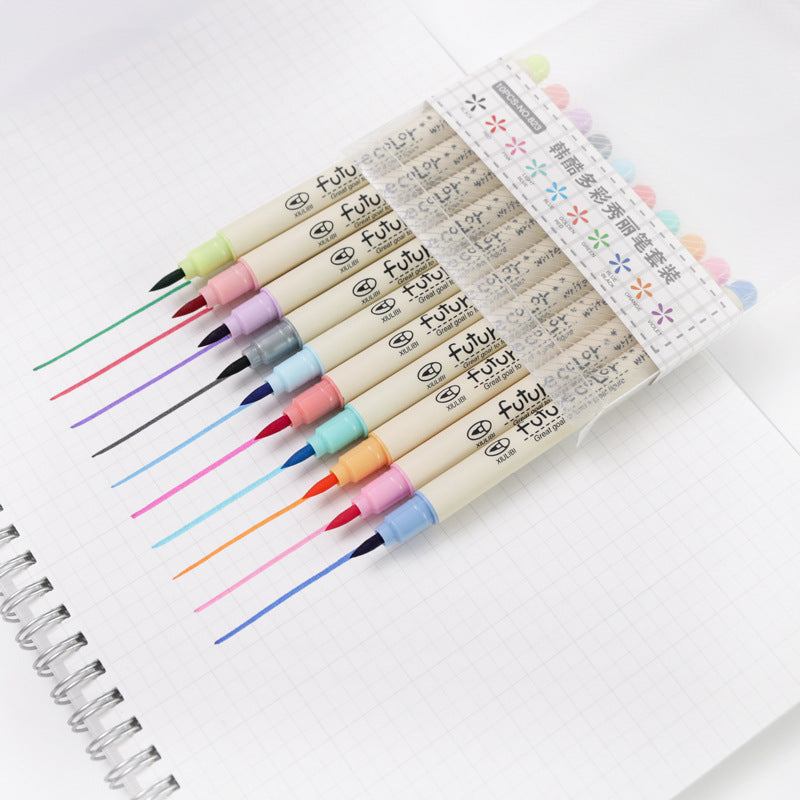 10pcs Watercolor Soft Fiber Brush Pens