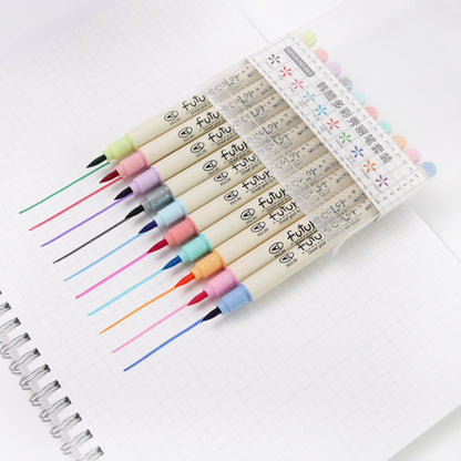 10pcs Watercolor Soft Fiber Brush Pens