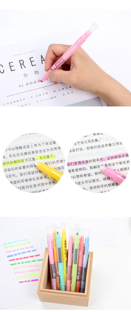 10pcs Double-headed Erasable Highlighter