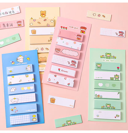 120 Sheets Cartoon Pet Dog Bear Frog Index Sticker Sticky Notes