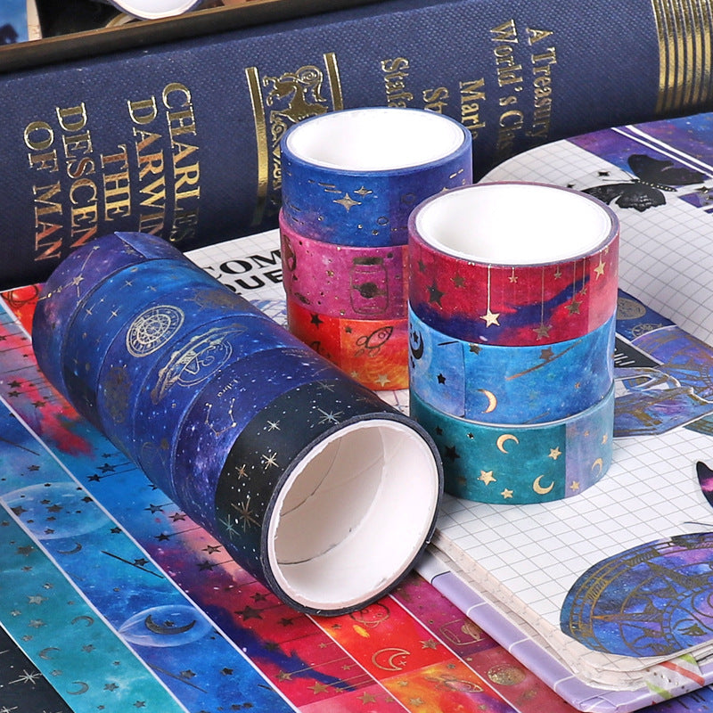 12 Rolls Starry Sky Galaxy Stamping DIY Washi Tapes