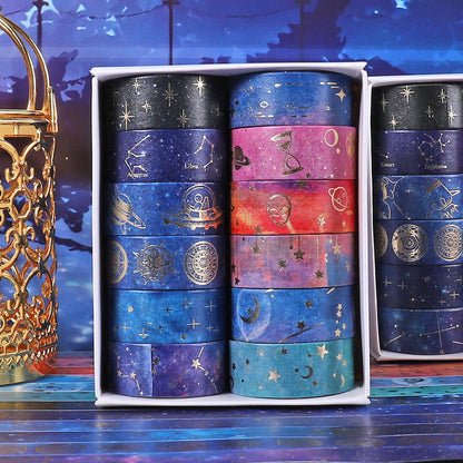 12 Rolls Starry Sky Galaxy Stamping DIY Washi Tapes