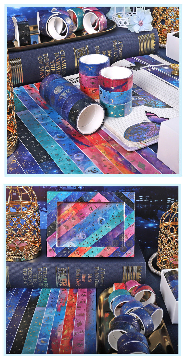 12 Rolls Starry Sky Galaxy Stamping DIY Washi Tapes