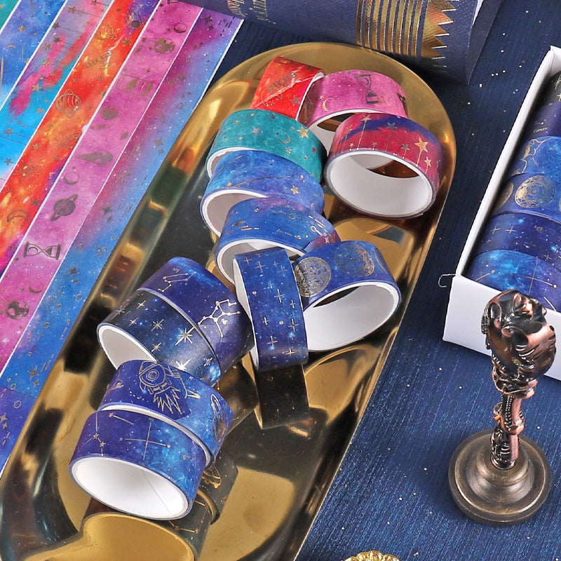 12 Rolls Starry Sky Galaxy Stamping DIY Washi Tapes