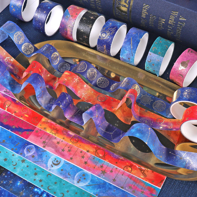 12 Rolls Starry Sky Galaxy Stamping DIY Washi Tapes