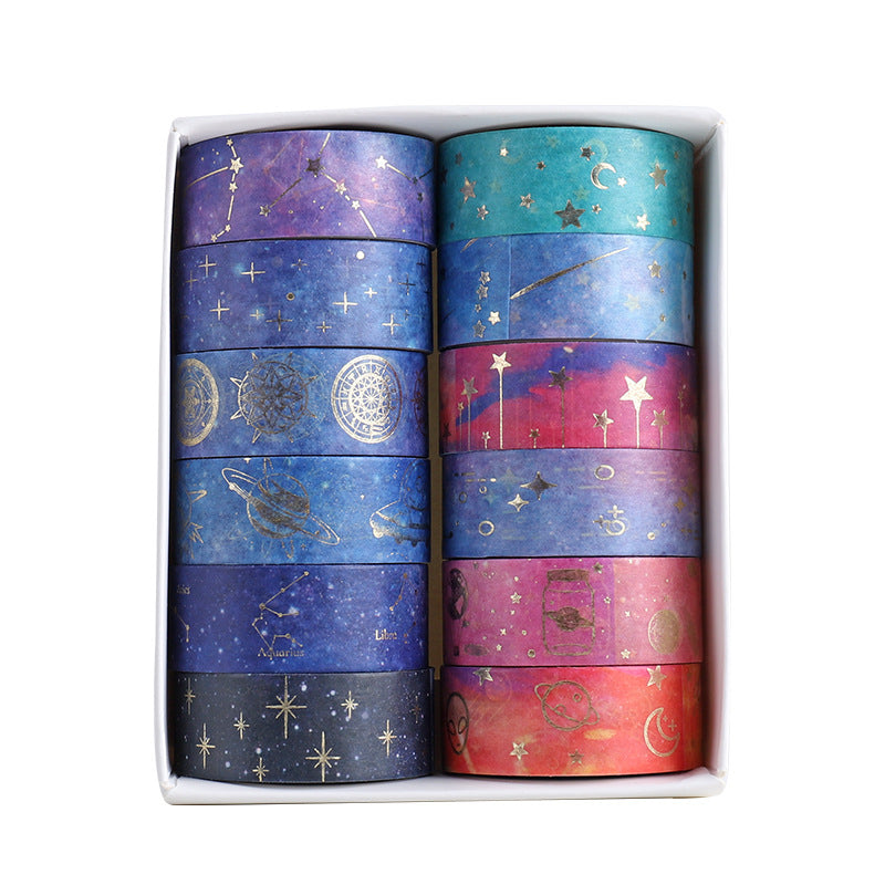 12 Rolls Starry Sky Galaxy Stamping DIY Washi Tapes