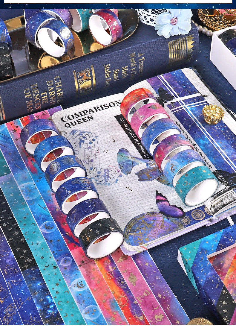 12 Rolls Starry Sky Galaxy Stamping DIY Washi Tapes