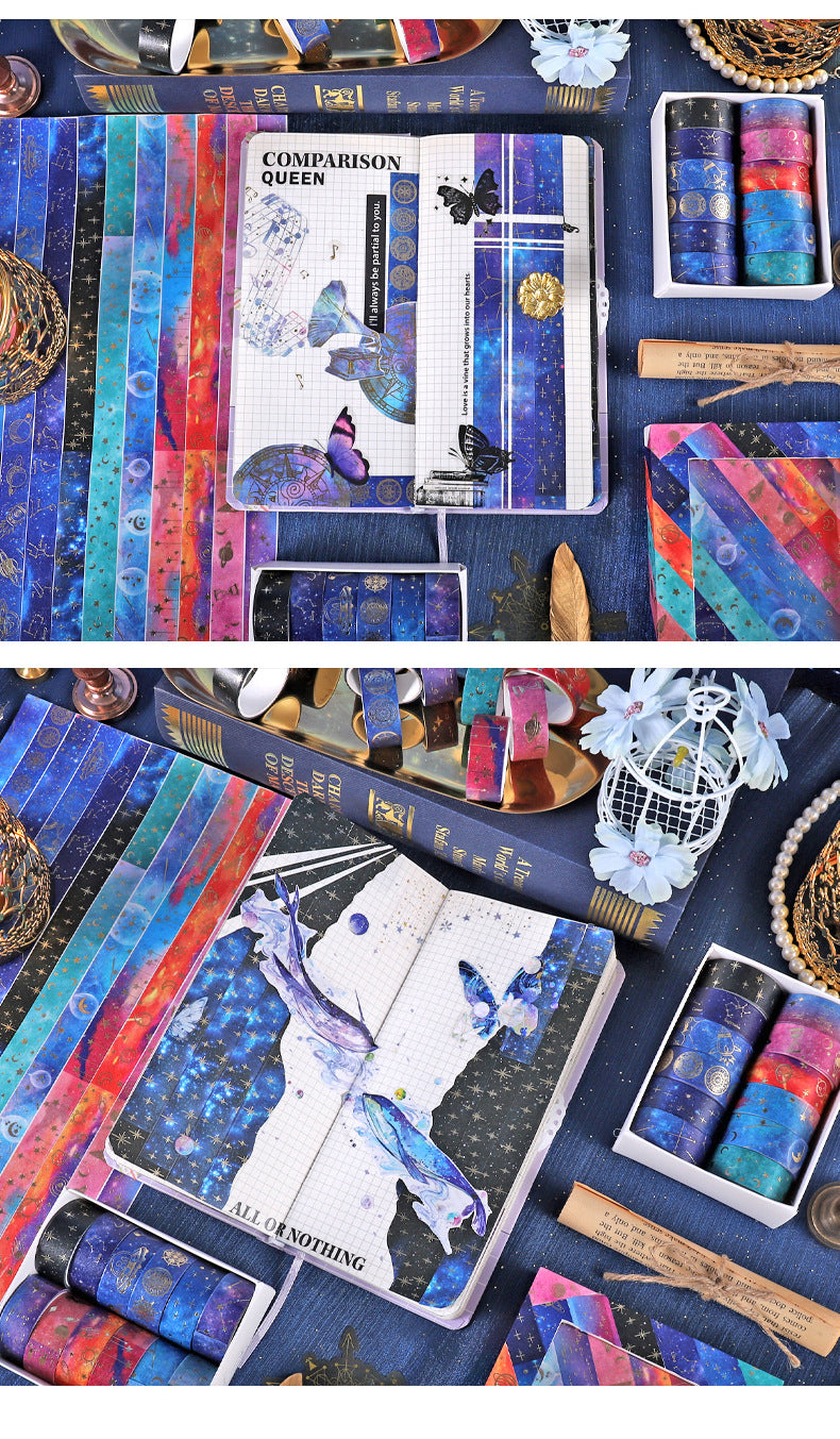 12 Rolls Starry Sky Galaxy Stamping DIY Washi Tapes