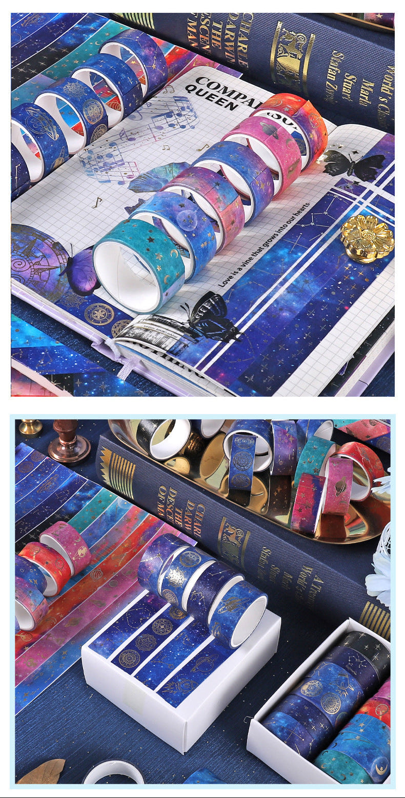 12 Rolls Starry Sky Galaxy Stamping DIY Washi Tapes