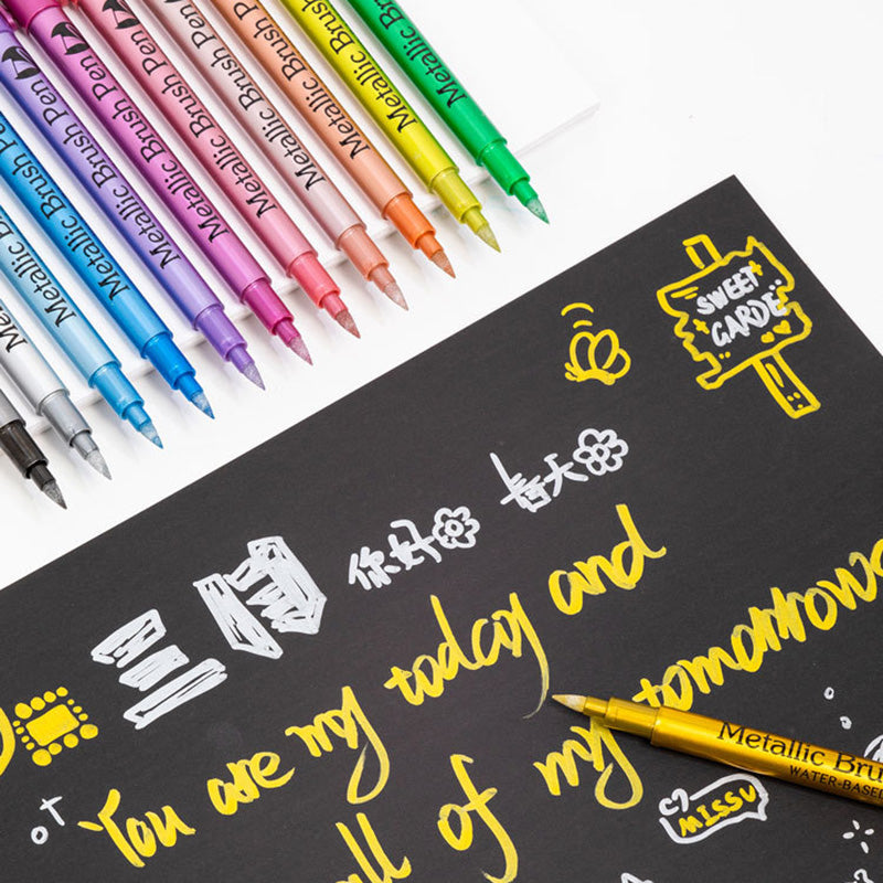 12pcs Metallic Brush Pens