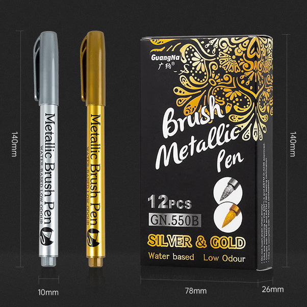 12pcs Metallic Brush Pens