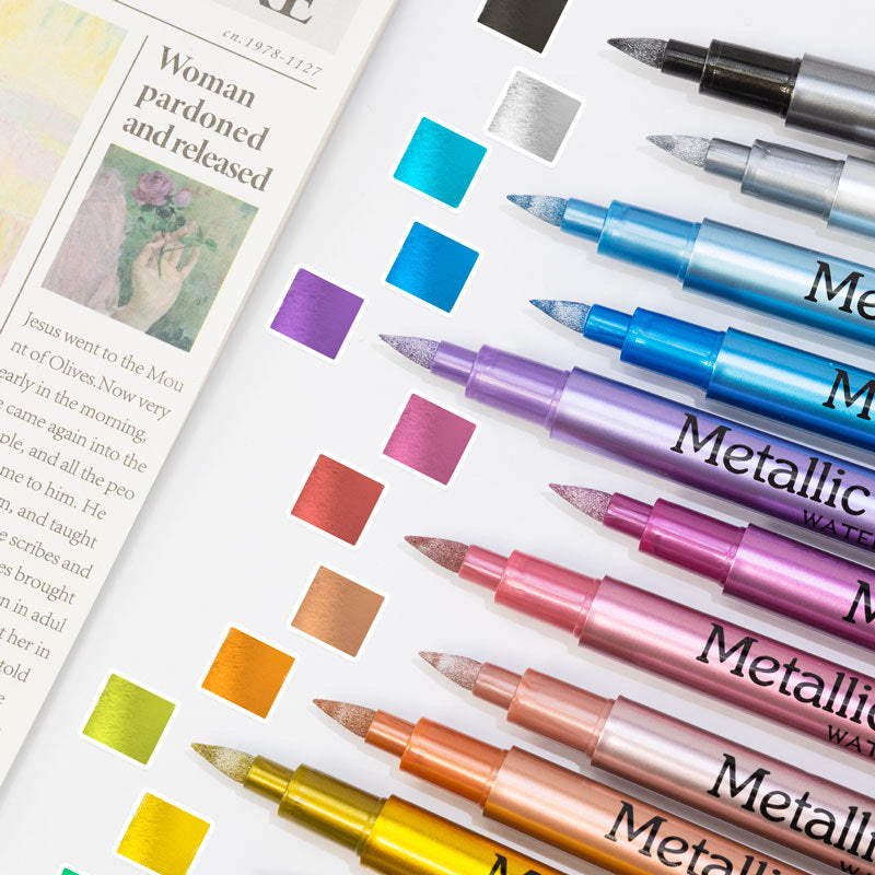 12pcs Metallic Brush Pens