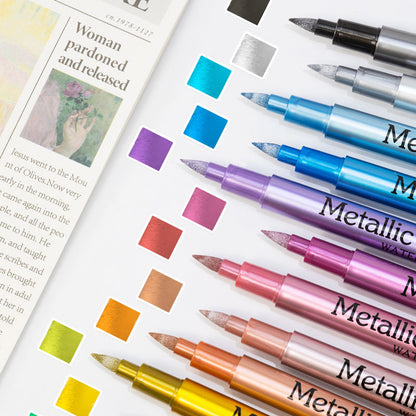 12pcs Metallic Brush Pens