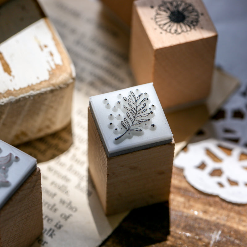 16pcs Moon & Sixpence / Planet / Butterfly / Mountain & Sea Beech Wood Stamp Set