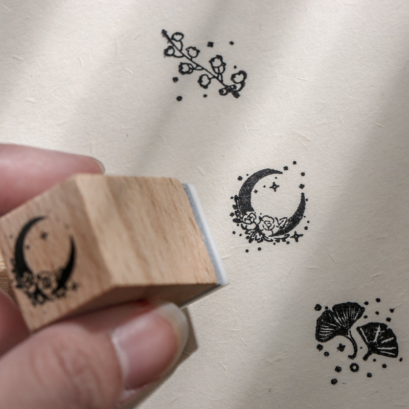 16pcs Moon & Sixpence / Planet / Butterfly / Mountain & Sea Beech Wood Stamp Set