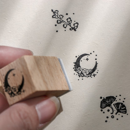 16pcs Moon & Sixpence / Planet / Butterfly / Mountain & Sea Beech Wood Stamp Set