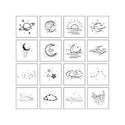 16pcs Moon & Sixpence / Planet / Butterfly / Mountain & Sea Beech Wood Stamp Set