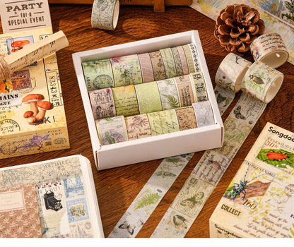 20pcs Vintage Botanical Multi-Size Planner Deco DIY Boxed Washi Tapes