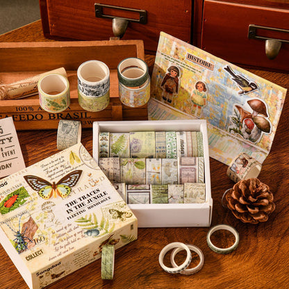 20pcs Vintage Botanical Multi-Size Planner Deco DIY Boxed Washi Tapes
