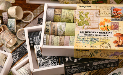 20pcs Vintage Botanical Multi-Size Planner Deco DIY Boxed Washi Tapes
