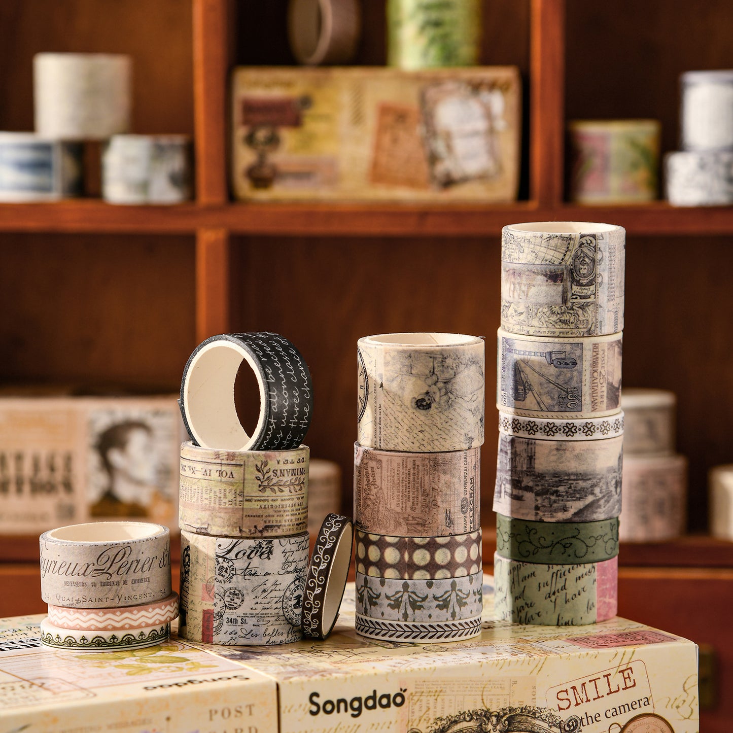 20pcs Vintage Botanical Multi-Size Planner Deco DIY Boxed Washi Tapes
