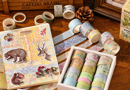 20pcs Vintage Botanical Multi-Size Planner Deco DIY Boxed Washi Tapes