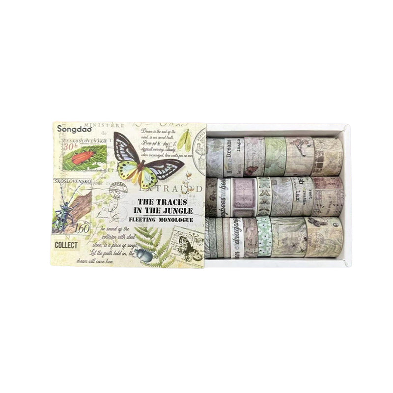 20pcs Vintage Botanical Multi-Size Planner Deco DIY Boxed Washi Tapes