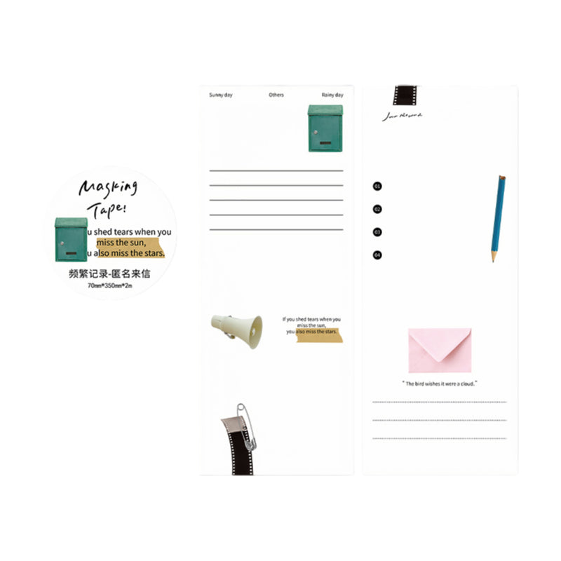 2m×70mm Minimalist Daily Log Writable Washi Tape Masking Tape