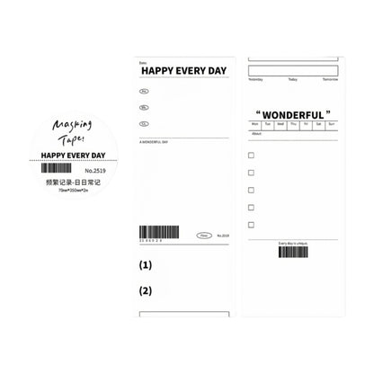 2m×70mm Minimalist Daily Log Writable Washi Tape Masking Tape