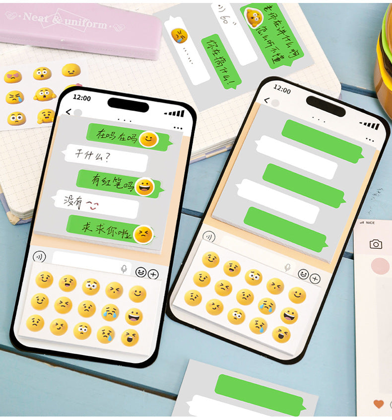 30 Pages Text Message Chat Box Post-it Notes Sticky Notes with Interactive Emoji