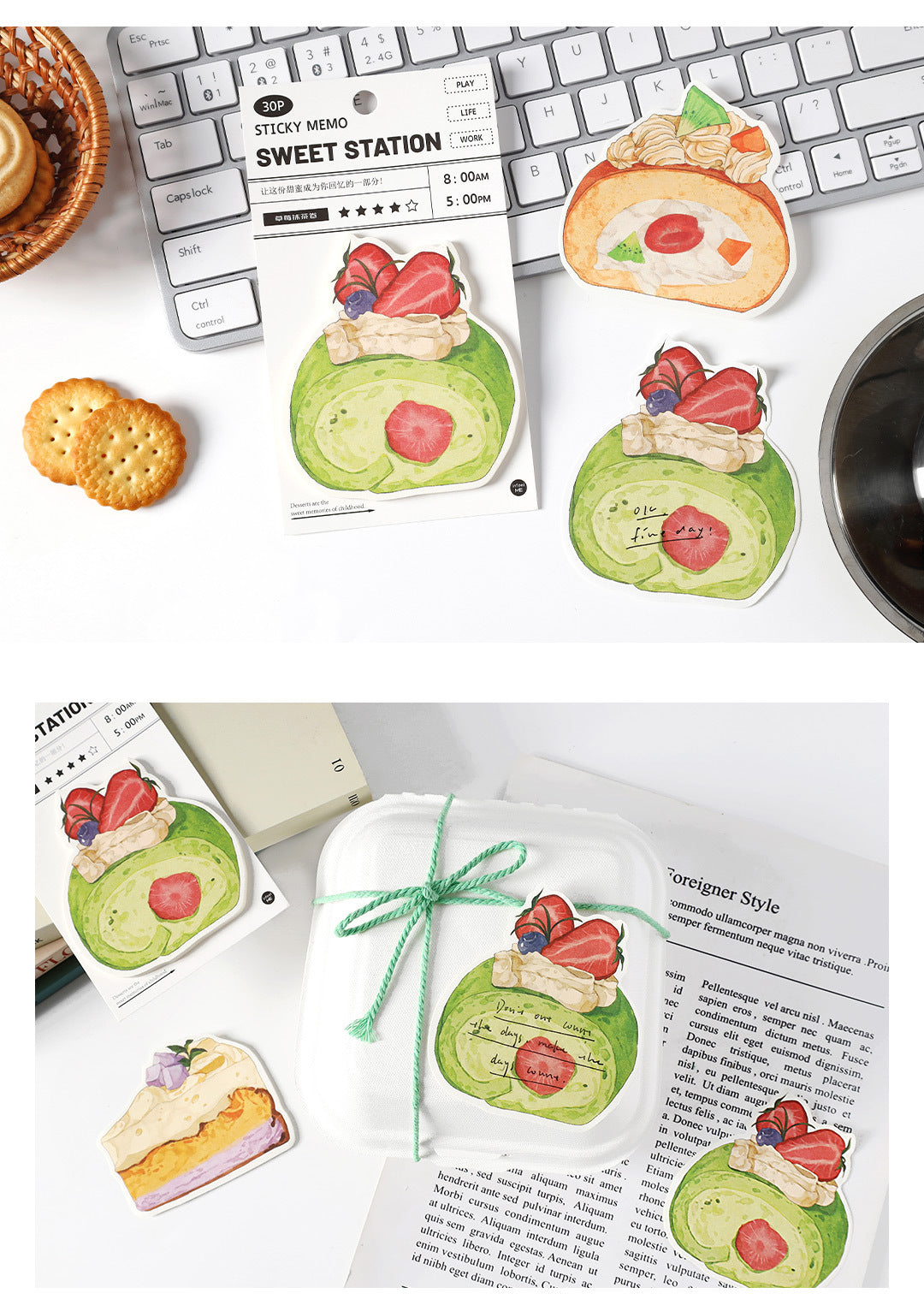 30 Sheets Dessert Sticky Notes Cute Sweet Treat Memo Pad