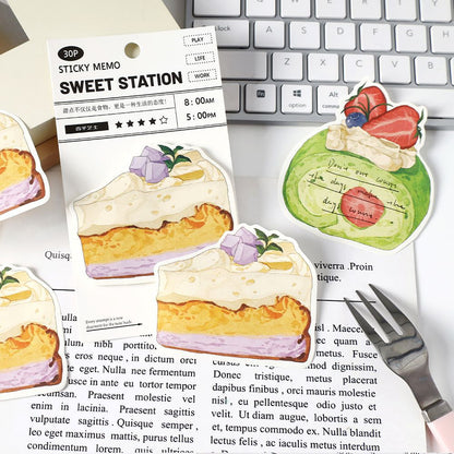 30 Sheets Dessert Sticky Notes Cute Sweet Treat Memo Pad