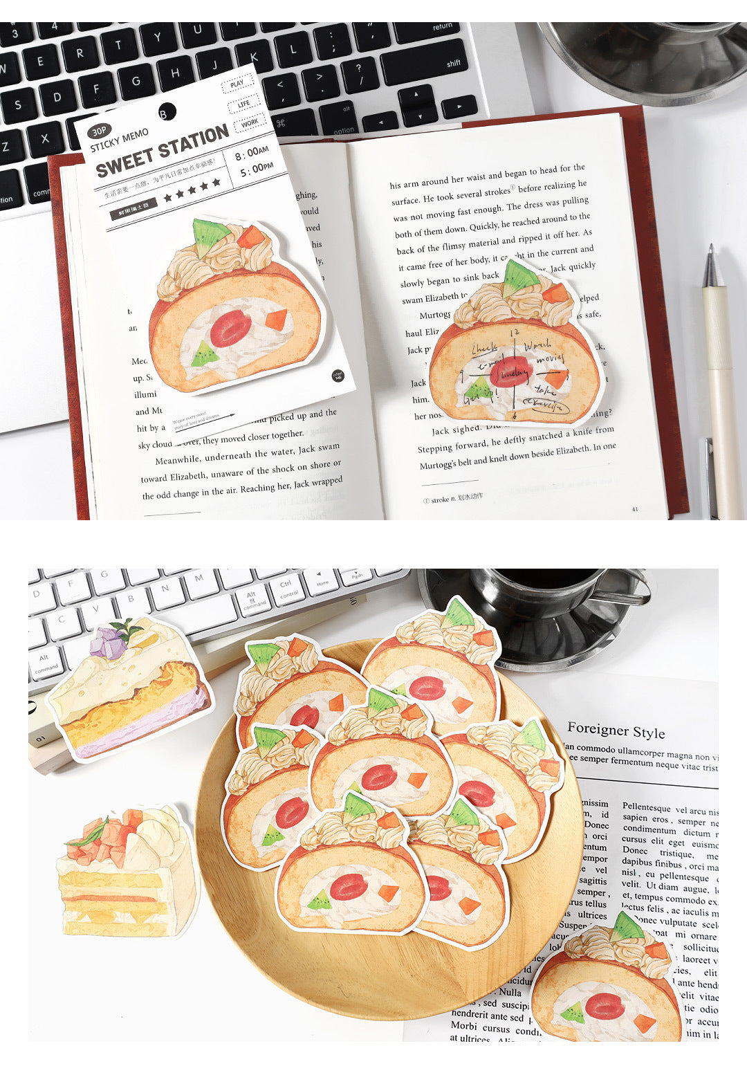 30 Sheets Dessert Sticky Notes Cute Sweet Treat Memo Pad