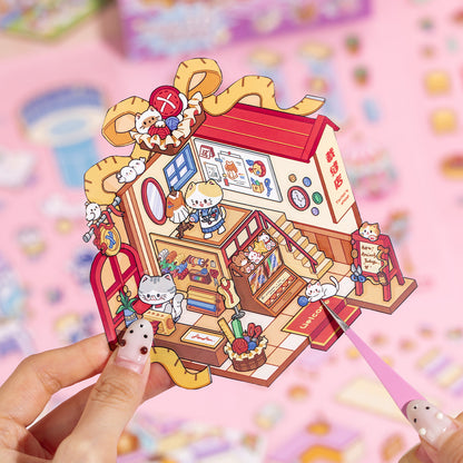 3D Cat DIY Miniature Scene Sticker Boo Scrapbook Sticker Book