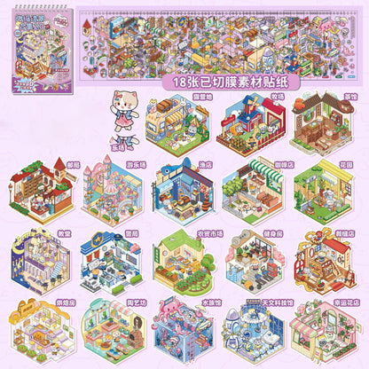 3D Cat DIY Miniature Scene Sticker Boo Scrapbook Sticker Book