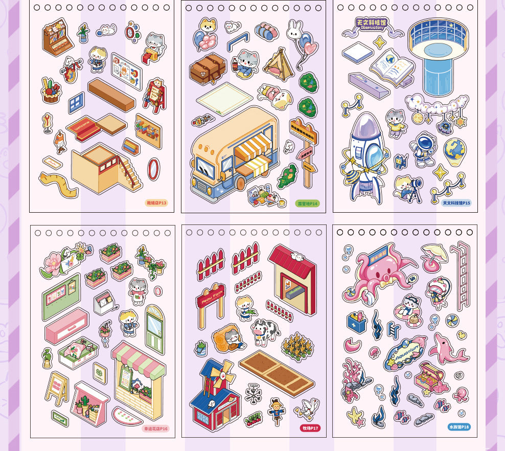 3D Cat DIY Miniature Scene Sticker Boo Scrapbook Sticker Book