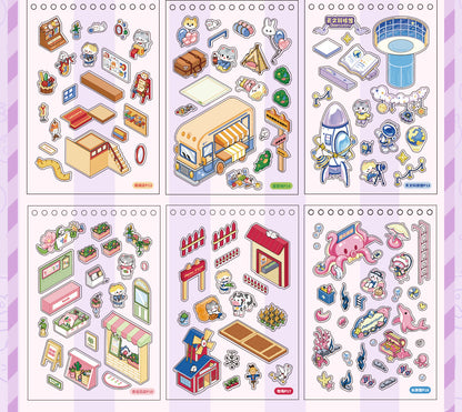 3D Cat DIY Miniature Scene Sticker Boo Scrapbook Sticker Book